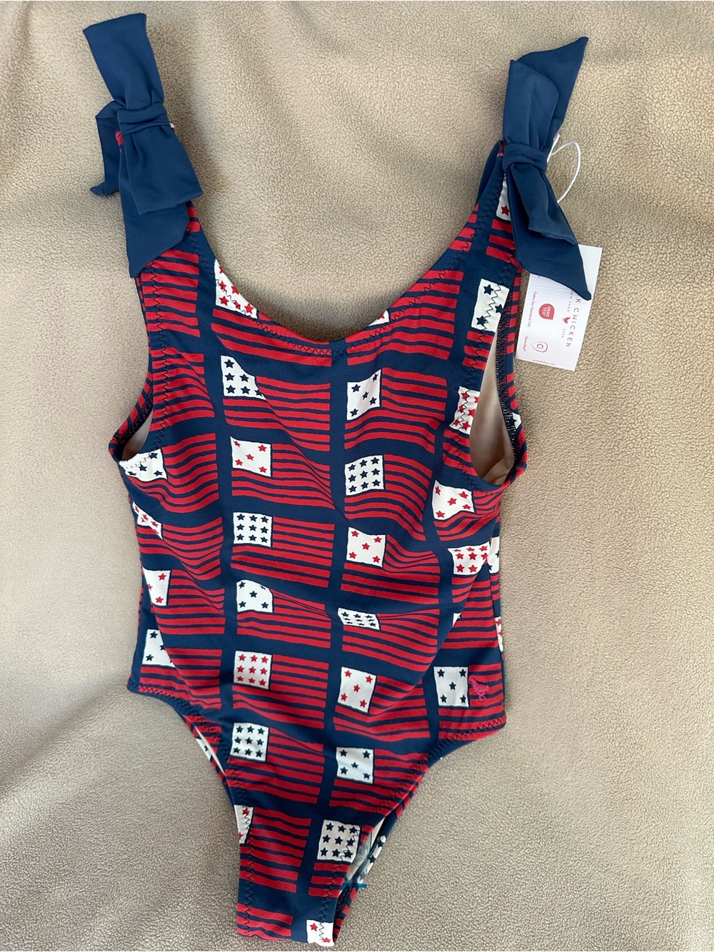 Pink Chicken Shelly Suit Navy Flags Swimsuit NWT Girls Size 8Y